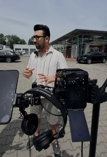 Interview-Dreh mit Kamera und Mikrofon
